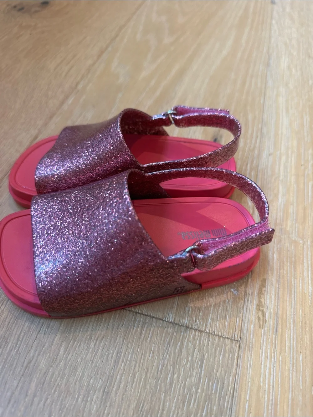 ✨ Mini Melissa Beach Slide Sandal | Kids | Pink Glitter | Jelly